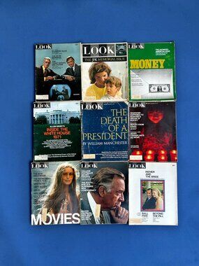 Lot of 9 Vintage LOOK Magazines 1960s 1970s Ephemera Junk Journal Ads Crafts